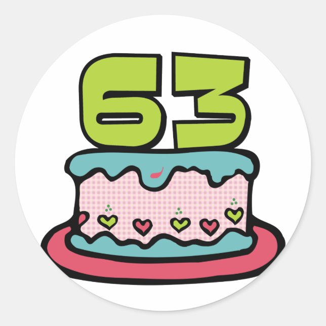 63 Year Old Birthday Cake Classic Round Sticker (Front)