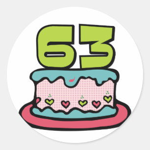63 Year Old Birthday Cake Classic Round Sticker