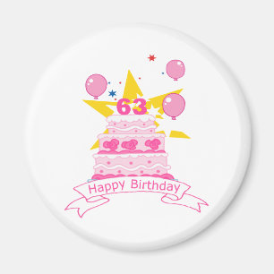 63 Year Old Birthday Cake Magnet