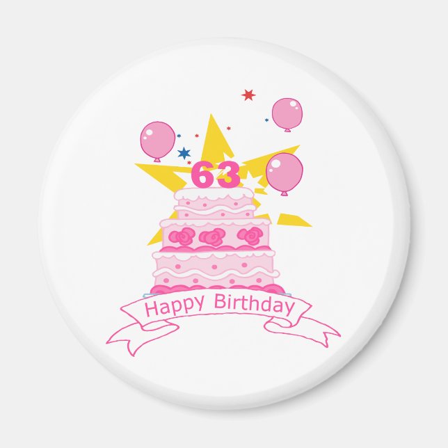 63 Year Old Birthday Cake Magnet (Front)