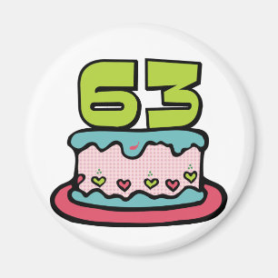 63 Year Old Birthday Cake Magnet