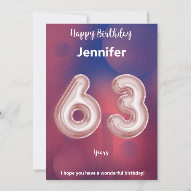 63 year old Happy Birthday card (Front)