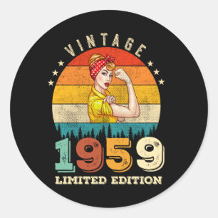63 Year Old Women Bday 1959 Vintage 63rd Birthday Classic Round Sticker