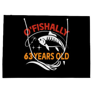63 Years Old funny birthday gift dad fisherman Large Gift Bag