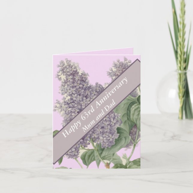 63rd Anniversary Lilac Editable Card (Front)