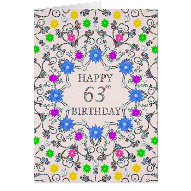 63rd Birthday Abstract Flowers  (Front)