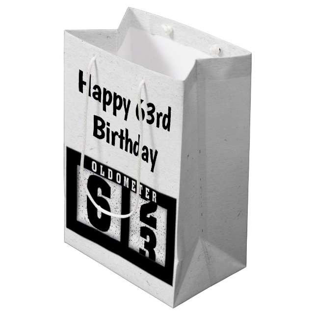 63rd Birthday Black Odometer Medium Gift Bag (Front Angled)