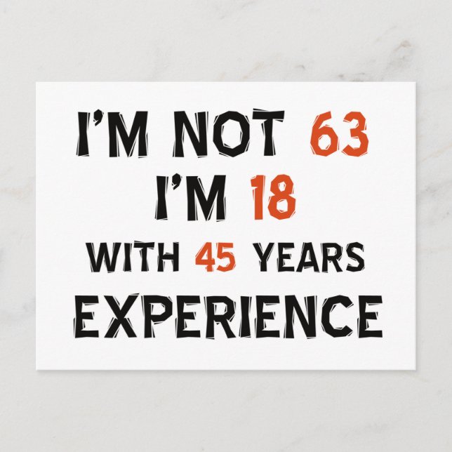 63rd birthday designs postcard (Front)