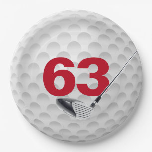 63rd Birthday Golf Ball Design Paper Plate