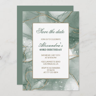 63rd birthday invitations Save the date Green