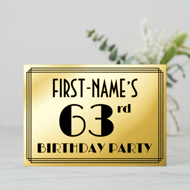 63rd Birthday Party — Art Deco Look “63” + Name (Standing Front)