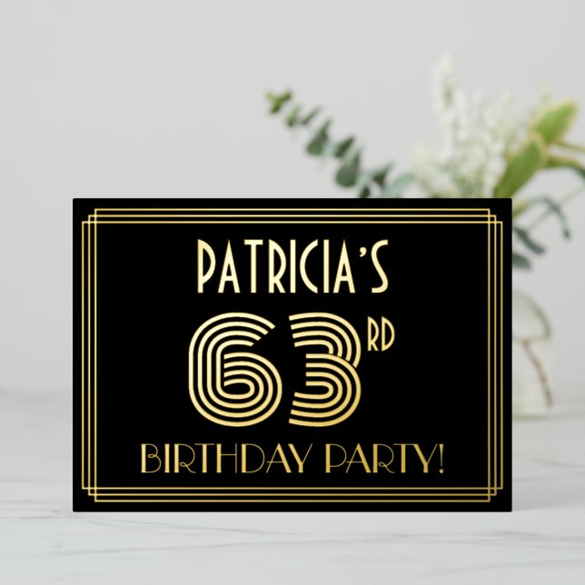 63rd Birthday Party — Art Deco Style “63” + Name (Standing Front)