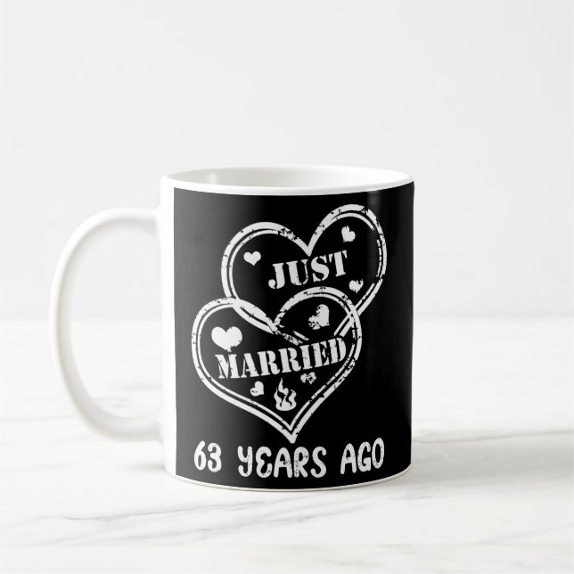 63Rd Wedding Anniversary Just Married 63 Years Ago Coffee Mug (Left)
