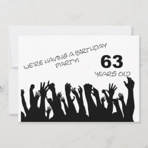 63rdh party invitation with cheering crowds