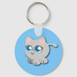 6473-baby-cat-vector CUTE BABY KITTEN CAT LIGHT PA Key Ring