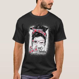 64 & Fabulous 64th Birthday Diamond Messy Bun Lips T-Shirt