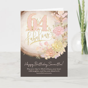64 & Fabulous Floral Photo Personalized Birthday Card