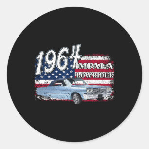64 Impala Lowrider Ss 4th Of July American  Classic Round Sticker