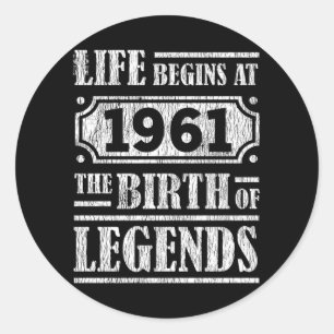 64 Year Old 1961 Birth Of Legend 64th Birthday Classic Round Sticker