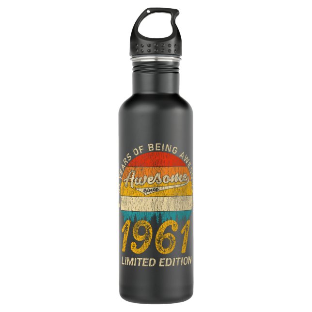 64 Year Old 1961 Retro Awesome 64th Birthday Gift 710 Ml Water Bottle (Front)