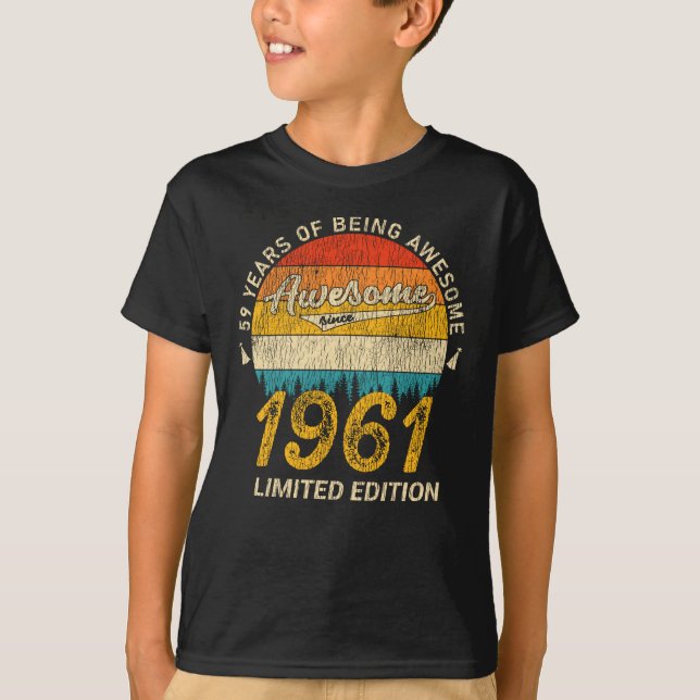 64 Year Old 1961 Retro Awesome 64th Birthday Gift T-Shirt (Front)