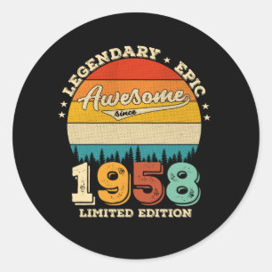 64 Year Old Awesome Since 1958 64th Birthday Gift Classic Round Sticker
