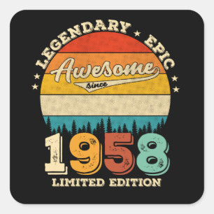 64 Year Old Awesome Since 1958 64th Birthday Gift Square Sticker