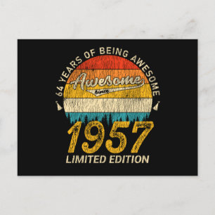 64 Year Old Bday 1957 Awesome Since 64th Birthday Postcard