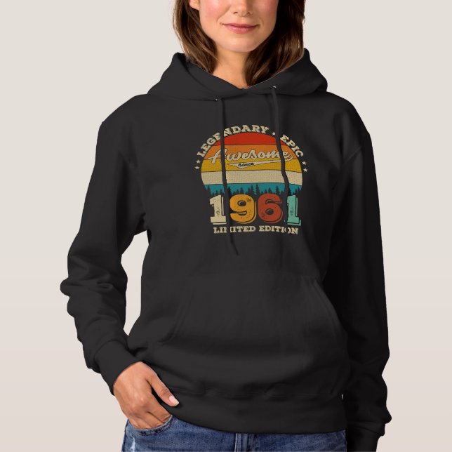 64 Year Old Bday 1961 Awesome 64th Birthday Gift Hoodie (Front)