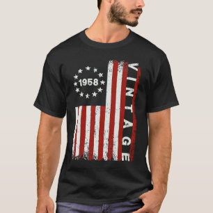 64 Year Old Vintage 1958 American Flag 64th Bday M T-Shirt