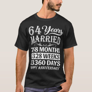 64 Years Married Happy 64th Wedding Anniversary T-Shirt