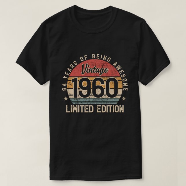 64 Years Of Being Awesome 64th Birthday Retro T-Shirt (Design Front)