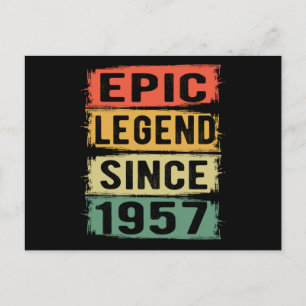 64 Years Old Bday 1957 Epic Legend 65th Birthday Postcard