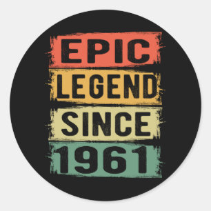 64 Years Old Bday 1961 Epic Legend 64th Birthday Classic Round Sticker
