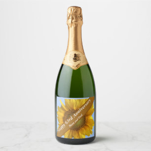 64th Anniversary Sunflower Editable Sparkling Wine Label