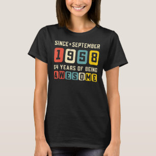 64th Birthday Awesome Since September 1958 Vintage T-Shirt
