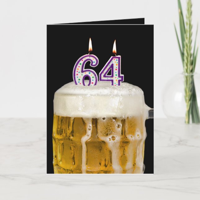 64th Birthday Beer on black Card (Front)