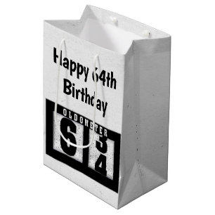 64th Birthday Black Odometer Medium Gift Bag