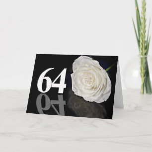 64th Birthday Card with a classic white rose