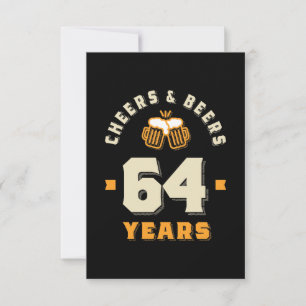 64th Birthday Cheers And Beers to 64 Years Funny RSVP Card