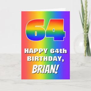 64th Birthday: Colourful, Fun Rainbow Pattern # 64 Card