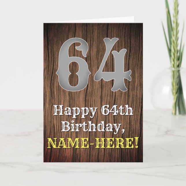 64th Birthday: Country Western Inspired Look, Name Card (Front)
