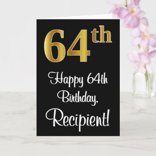 64th Birthday ~ Elegant Luxurious Faux Gold Look # Card