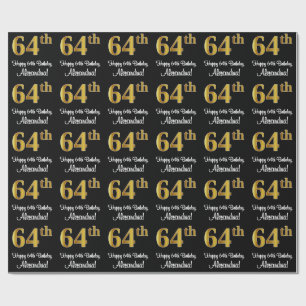64th Birthday: Elegant Luxurious Faux Gold Look # Wrapping Paper