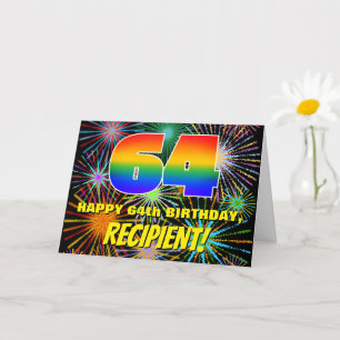 64th Birthday: Fun, Colourful Celebratory Firework Card