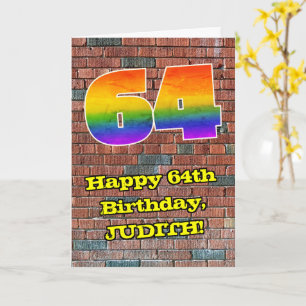 64th Birthday: Fun Graffiti-Inspired Rainbow 64 Card