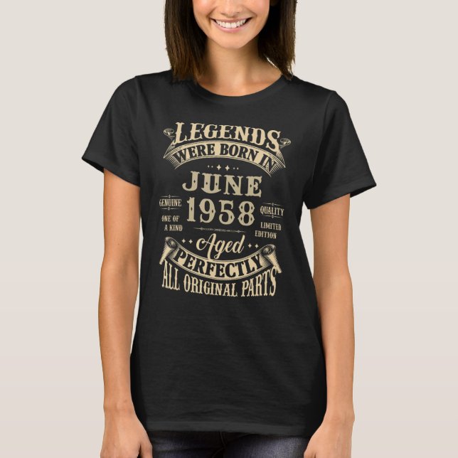 64th Birthday Gift For Legends Born June 1958 64 Y T-Shirt (Front)