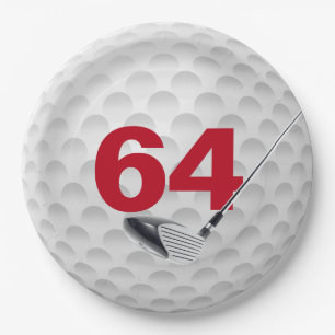 64th Birthday Golf Ball Design Paper Plate