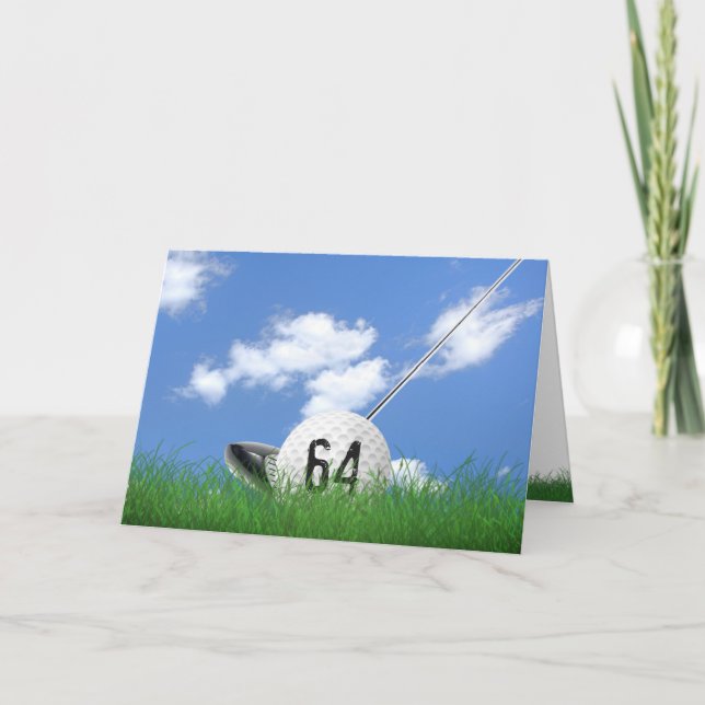 64th birthday golf ball in grass card (Front)