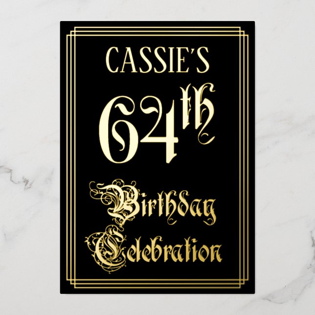 64th Birthday Party — Fancy Script & Custom Name (Front)